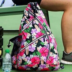 Floral Pickleball Sling Bag – Adjustable, Spacious & Durable Backpack